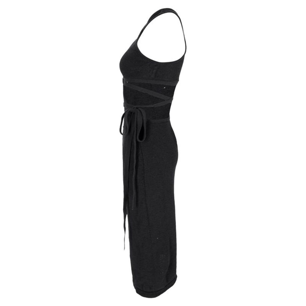 Cult Gaia Aziza Knitted Cutout Midi Dress in Black Cotton - Picture 2 of 6